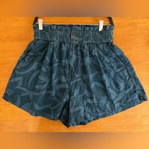 MADEWELL Linen Blend Shorts Tropical Floral Womens Size Medium High Waisted Blue